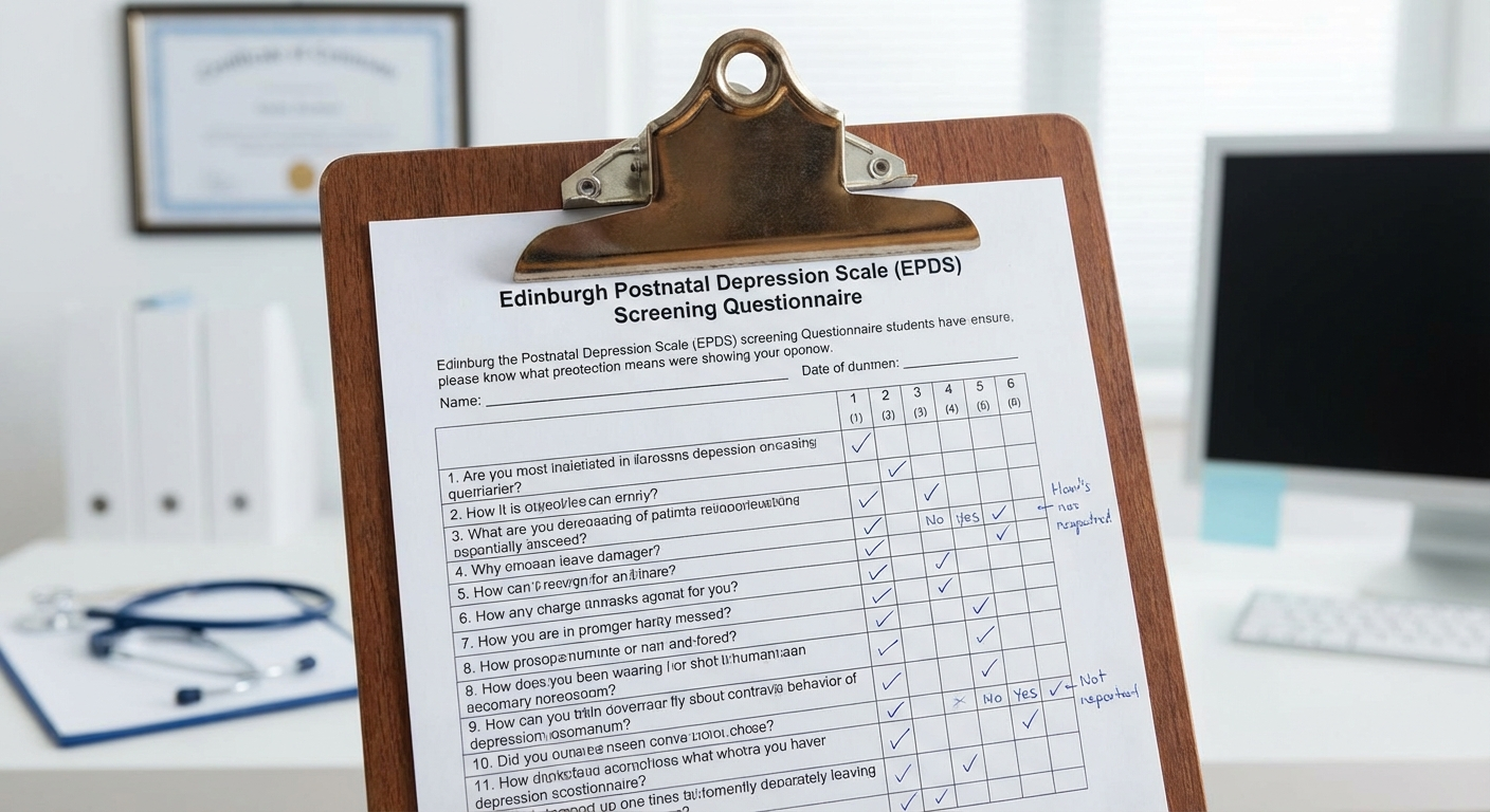 Edinburgh Postnatal Depression Scale screening form used for postpartum mental health assessment